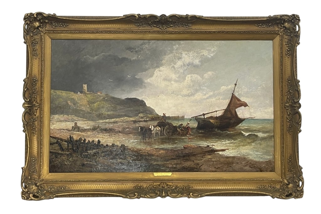 19TH C. BRITISH COASTAL SEASCAPE PAINTING 60" (1 of 10)