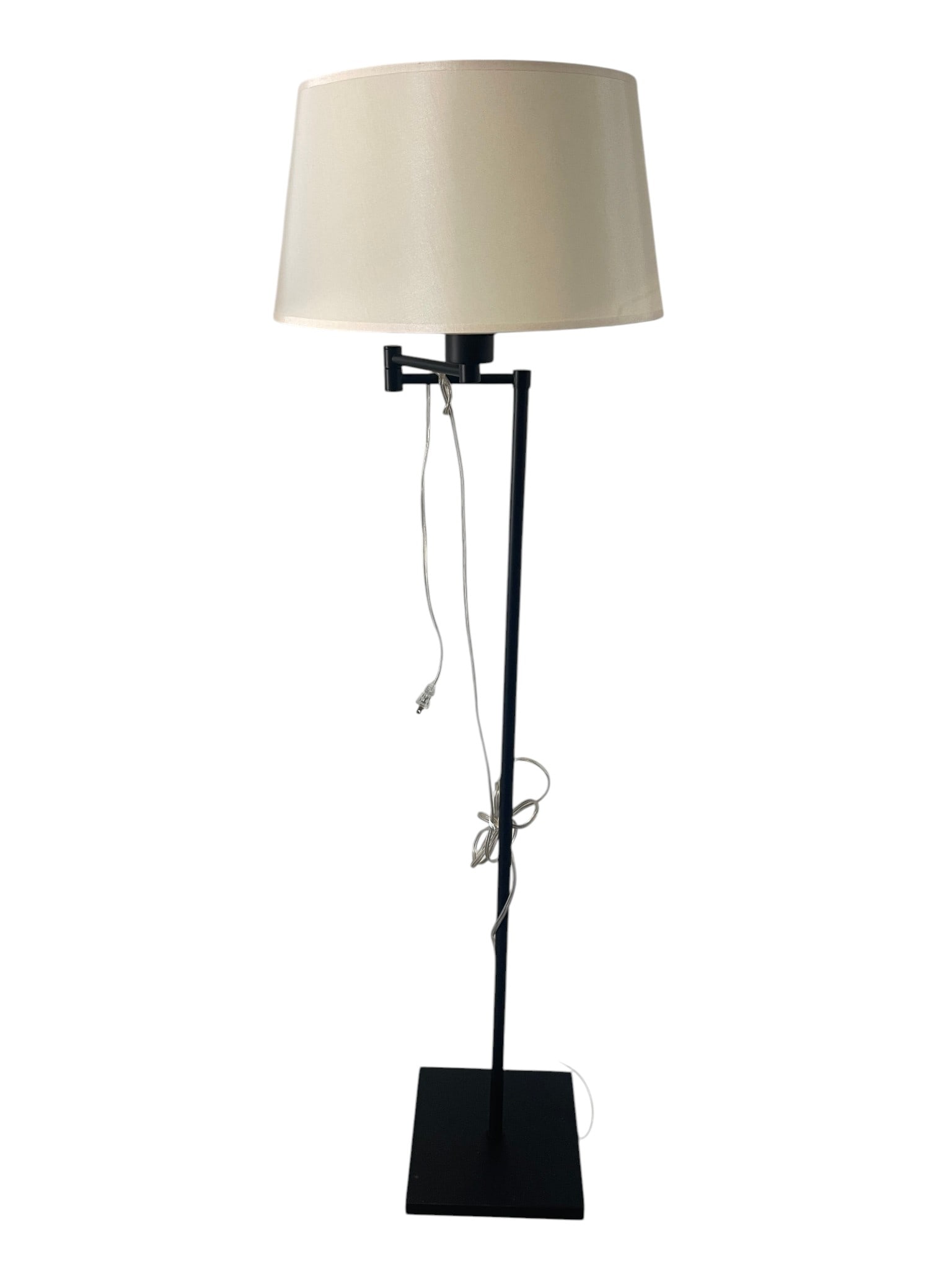 MODERN BLACK METAL FLOOR LAMP WITH CREAM SHADE 55" (1 of 7)
