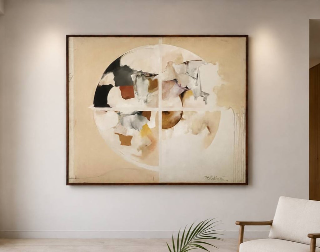 ROBINSON SIGNED ABSTRACT NEUTRAL WORK 59" x 50" (1 of 11)