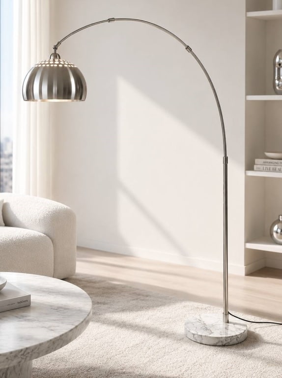 CONTEMPORARY ARCHED FLOOR LAMP W/ MARBLE BASE 74" (1 of 10)