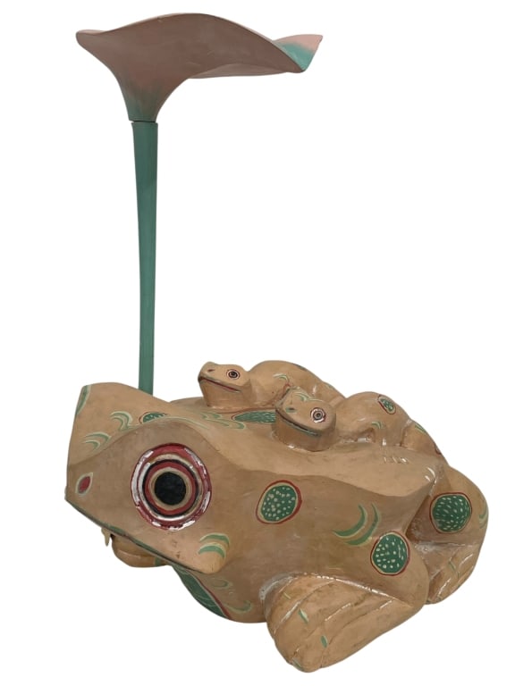 SEPTEMBER WOODS FOLK ART FROG SCULPTURE 25" (1 of 8)