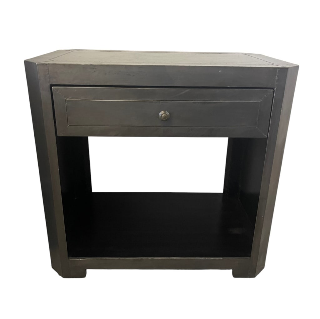BLACK MODERN ONE-DRAWER OPEN SHELF NIGHTSTAND 30" (1 of 7)
