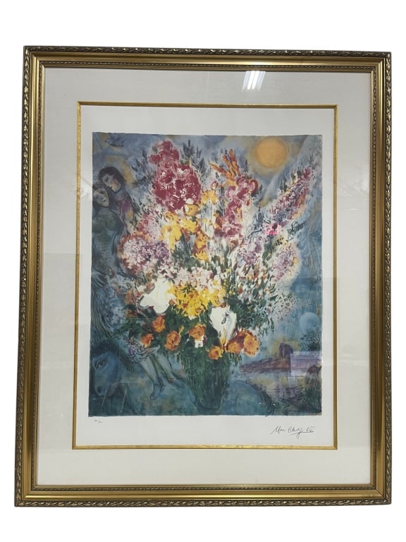 MARC CHAGALL STYLE SIGNED NUMBERED LITHOGRAPH 42" (1 of 10)