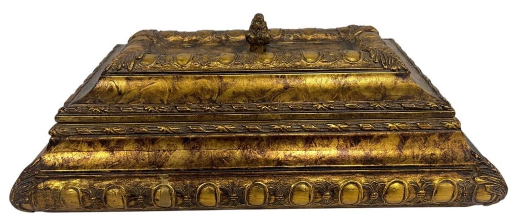 GILDED RECTANGULAR DECORATIVE STORAGE BOX 16" - 2