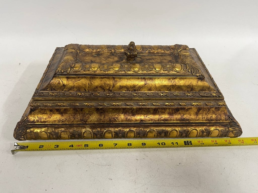 GILDED RECTANGULAR DECORATIVE STORAGE BOX 16" - 3