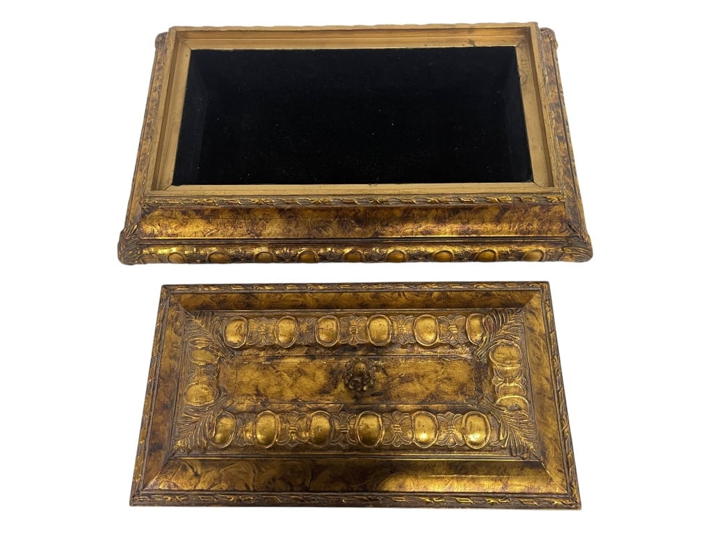 GILDED RECTANGULAR DECORATIVE STORAGE BOX 16" - 4