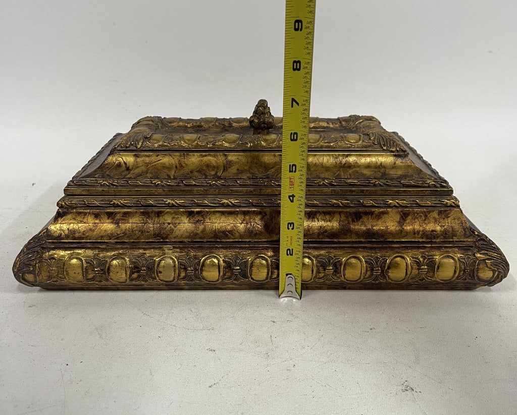 GILDED RECTANGULAR DECORATIVE STORAGE BOX 16" - 5