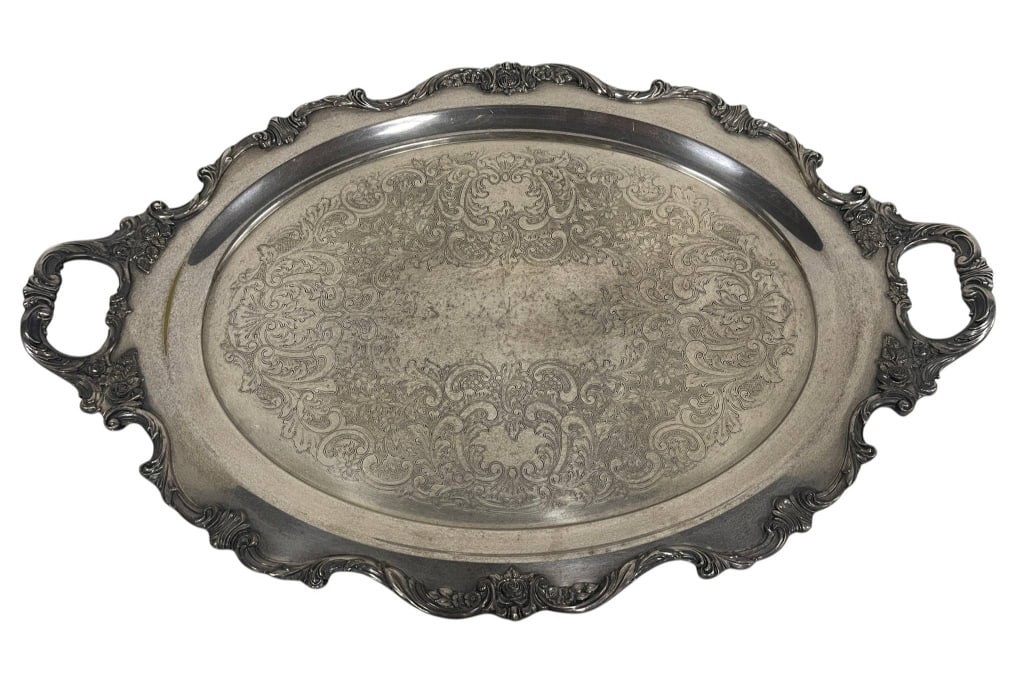 ORNATE SILVERPLATE OVAL SERVING TRAY 27.5" (1 of 5)