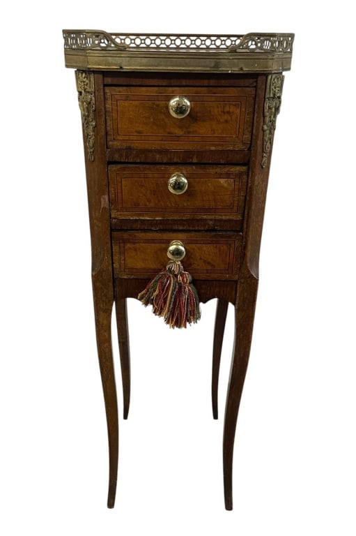 20TH C. MARBLE, BRASS & WOODEN NIGHT STAND 31" (1 of 9)
