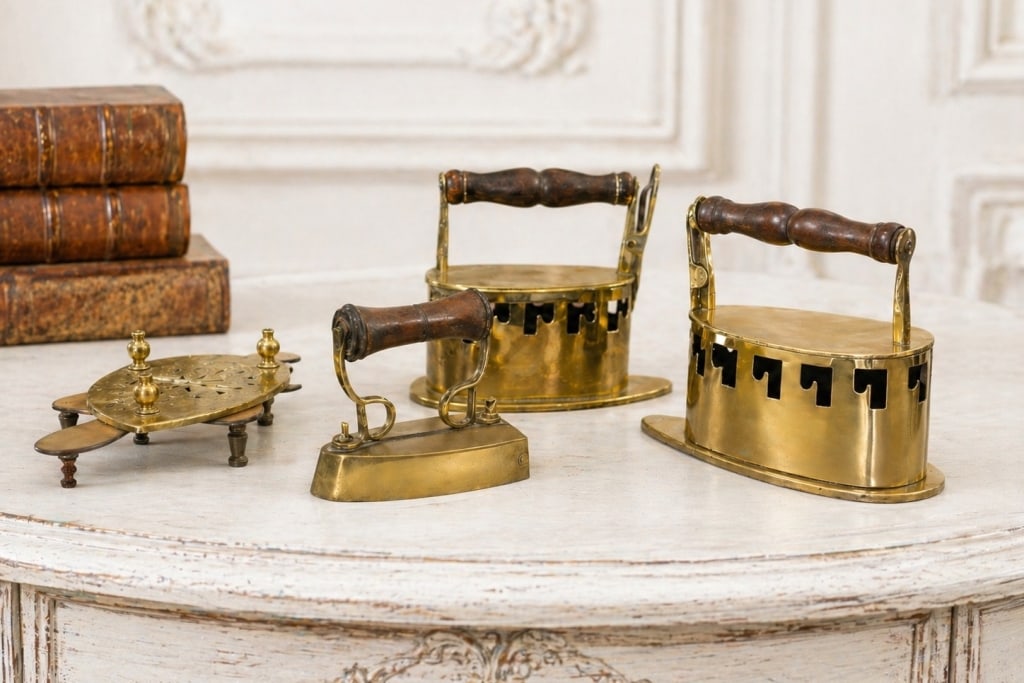 5 LOT OF DECORATIVE BRASS MINI SAD IRON GROUP (1 of 16)