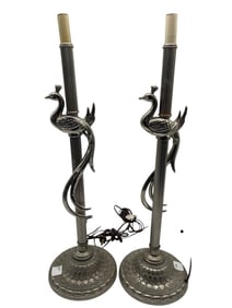 PAIR OF VINTAGE PEACOCK FORM TABLE LAMPS 24"