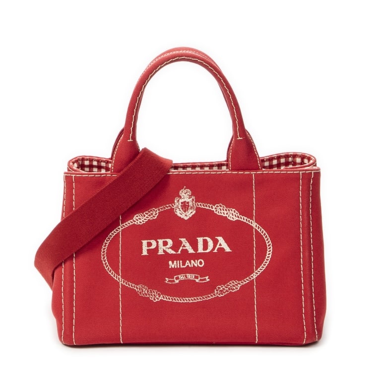 PRADA SMALL CANAPA CANVAS SHOULDER BAG (1 of 10)