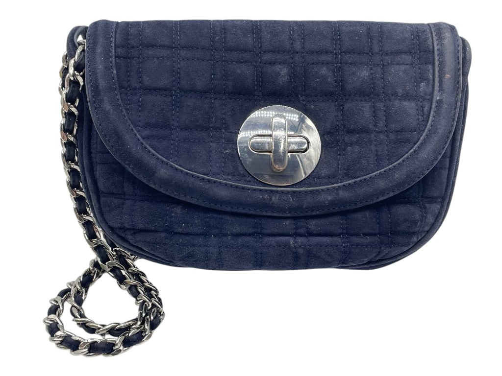 VINTAGE 80'S STUART WEITZMAN BLUE SUEDE QUILT BAG (1 of 12)