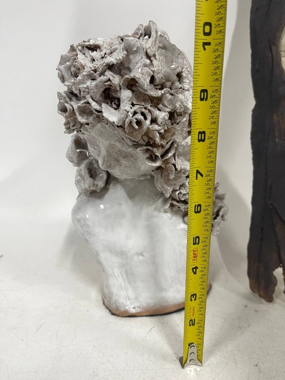 TWO CERAMIC SCULPTURES WITH FACES 23" - 5