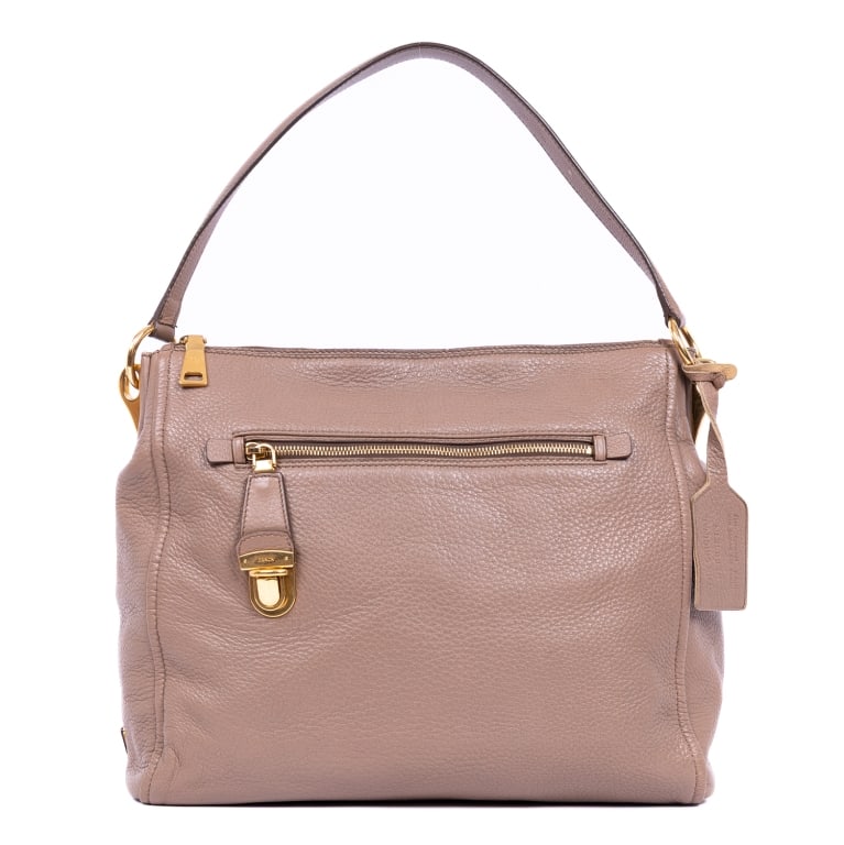 PRADA DARK BEIGE DEERSKIN SHOPPING TOTE BAG (1 of 11)