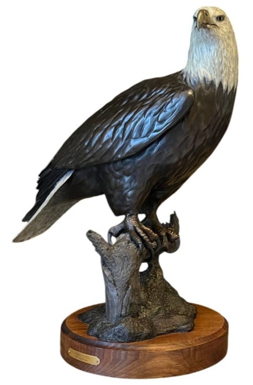 FRED HOPPE BALD EAGLE BRONZE SCULPTURE SIGNED (1 of 1)