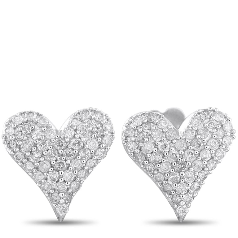 14K WHITE GOLD 0.25CT DIAMOND HEART EARRINGS ER296 (1 of 3)