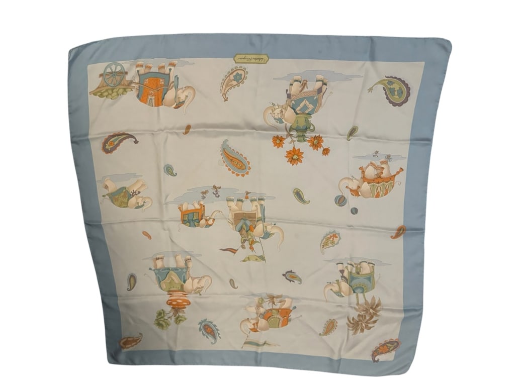 SALVATORE FERRAGAMO SILK ELEPHANT SCARF (1 of 2)