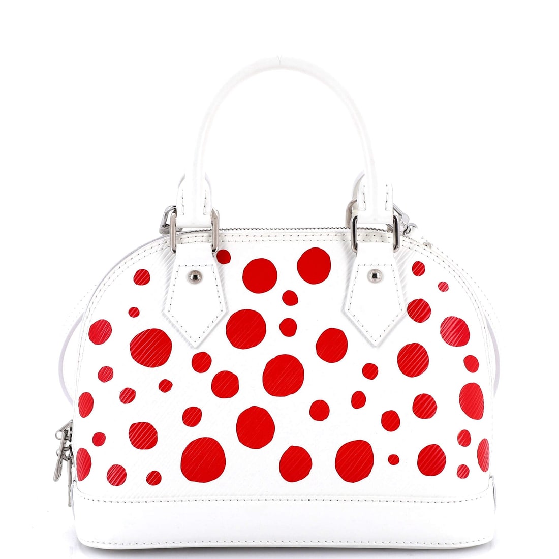 LOUIS VUITTON KUSAMA ALMA BB EPI BAG: This limited-edition Louis Vuitton x Yayoi Kusama Alma BB is a highly collectible collaboration that blends the maison's iconic craftsmanship with Kusama's world-renowned Infinity Dots motif. Crafted