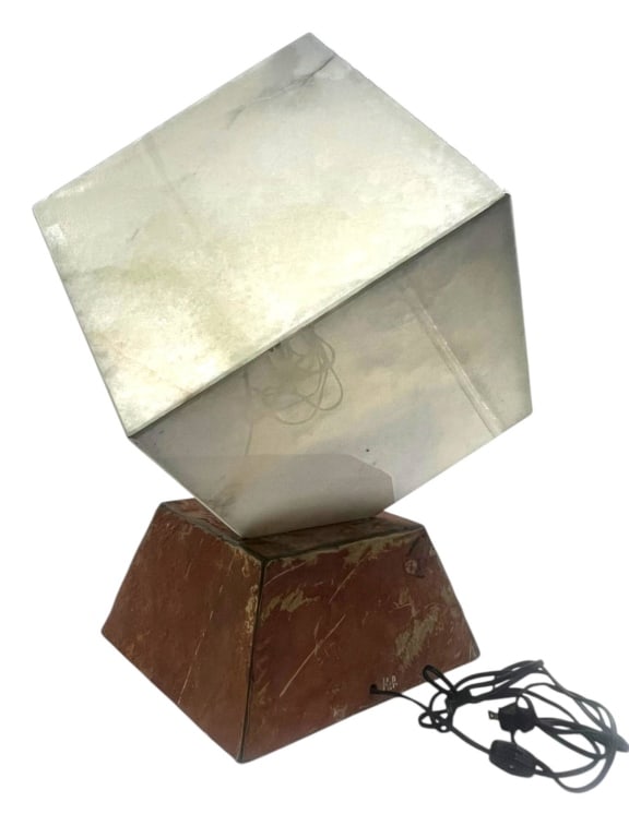 MODERN CUBE LAMP WITH SIGNED BASE 25" - 5