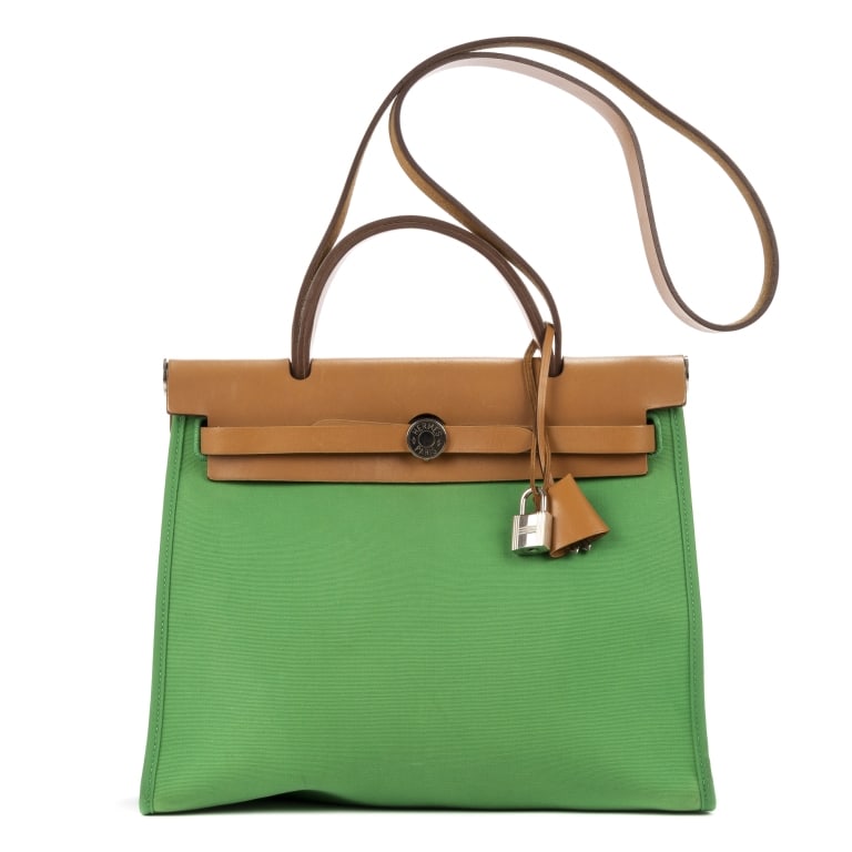 HERMES HERBAG ZIP 31 GREEN TAN BAG (1 of 11)
