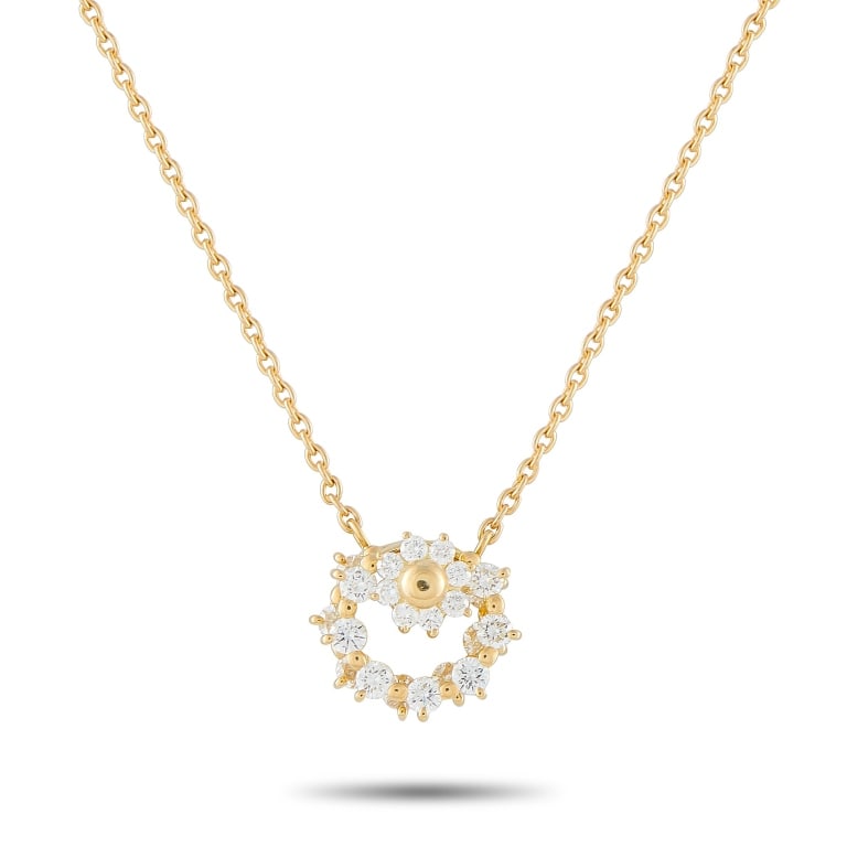 WALTHAM 18K YELLOW GOLD 0.80CT DIAMOND NECKLACE WH: An understated design makes this Waltham necklace ideal for any occasion. Diamonds with a total weight of 0.80 carats allow this piece to effortlessly catch the light. Set in 18K Yellow Gold, the pend