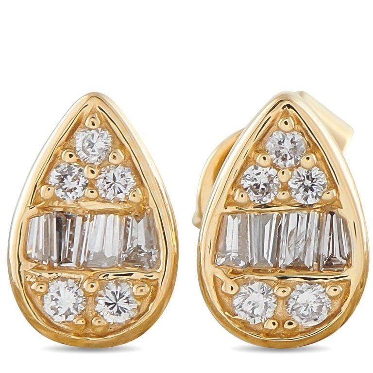 14K YELLOW GOLD 0.35CT DIAMOND CLUSTER PEAR STUD E: ** PLEASE NOTE ** THIS LUXURY JEWELRY ITEM IS SHIPPED FROM OUR SISTER LOCATION AND CANNOT BE COMBINED WITH OTHER WINS, PLEASE CHOOSE SELF ARRANGED SHIPPING IF YOU WIN THIS ITEM! * Email the auction ho