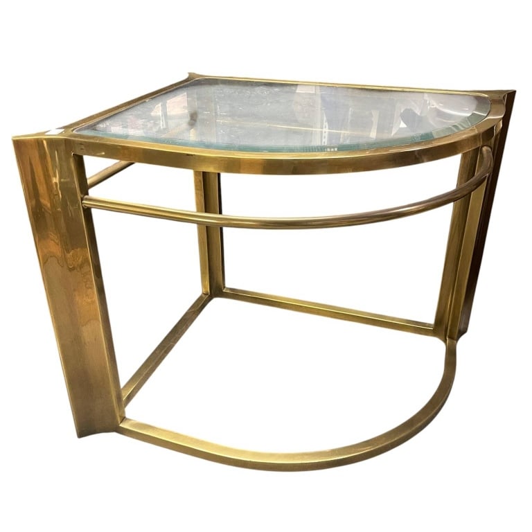 BRASS AND GLASS SIDE TABLE 30" (1 of 7)