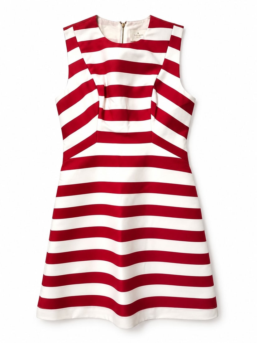KATE SPADE NEW YORK RED & WHITE STRIPED DRESS SZ 6 (1 of 4)
