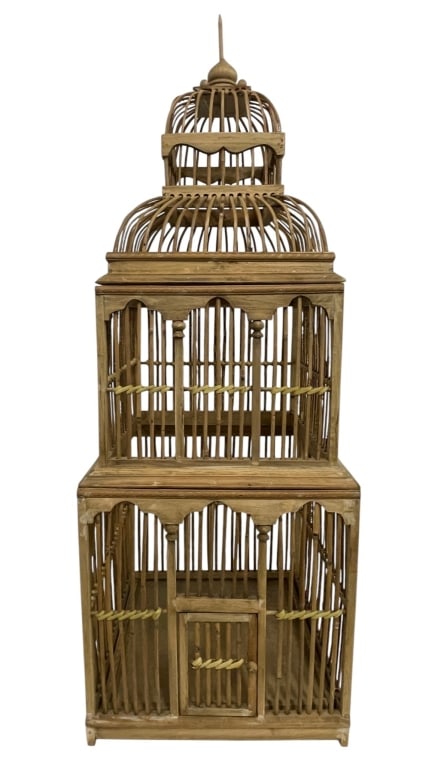 TWO-TIER WOODEN PAGODA STYLE BIRDCAGE 42" (1 of 7)