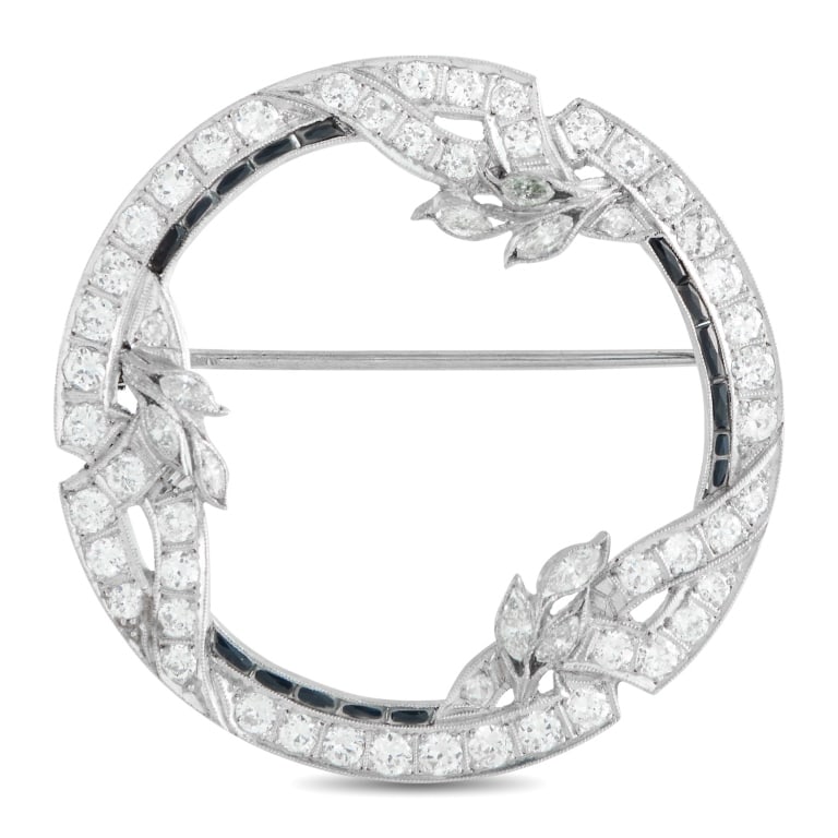 ART DECO PLATINUM 1.70CT DIAMOND AND SAPPHIRE BROO (1 of 3)