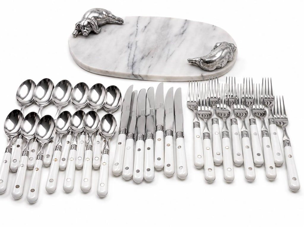 ARTHUR COURT PIG TRAY & FLATWARE LOT 8" (1 of 12)