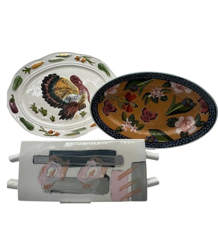 WHIMSICAL CERAMIC SERVING PLATTERS SET OF 3 (1 of 10)