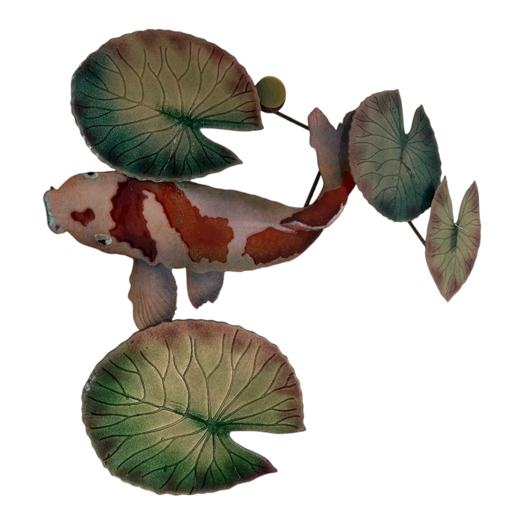 KOI FISH & LILY PAD METAL WALL SCULPTURE 13" (1 of 6)