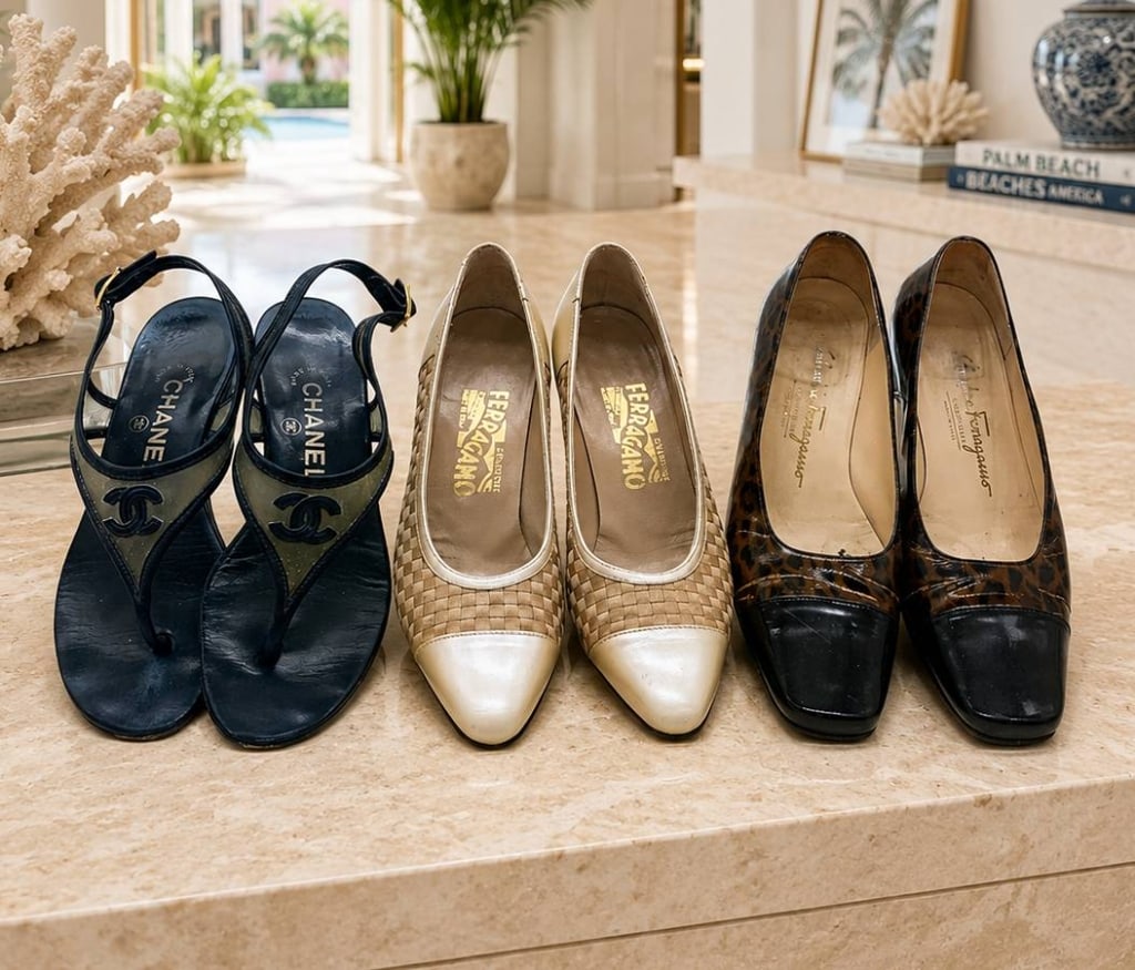 CHANEL AND FERRAGAMO WOMEN'S SHOES SIZE 7 / E38 (1 of 14)