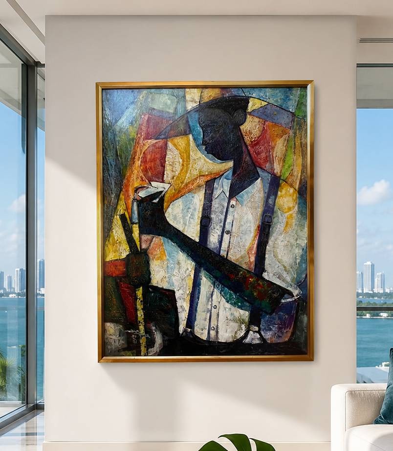 WILLIAM TOLLIVER SIGNED CUBIST JAZZ SERIGRAPH 50" (1 of 13)