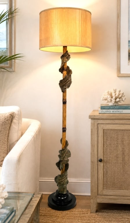 BAMBOO & LAUREL LEAF FLOOR LAMP 64" (1 of 7)