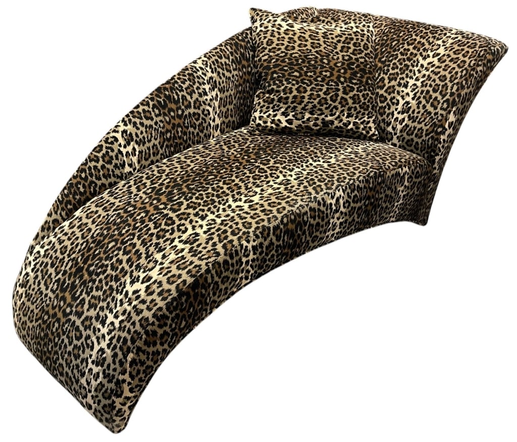 LEOPARD PRINT CONTEMPORARY CHAISE LOUNGE 68" (1 of 7)