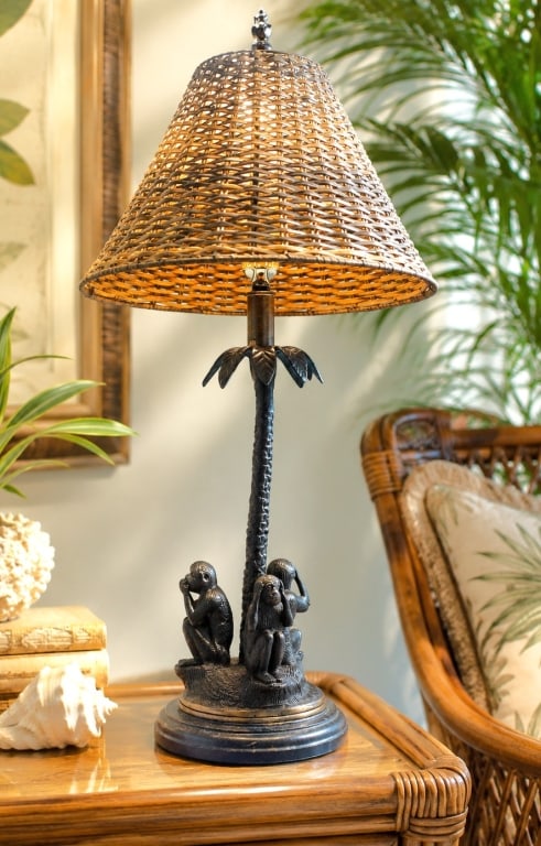 MAITLAND-SMITH STYLE THREE WISE MONKEY LAMP 22" (1 of 10)