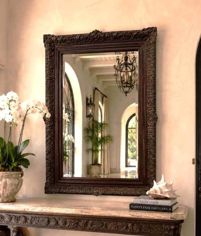 CARVED FLORAL FRAMED WALL MIRROR 46" (1 of 8)