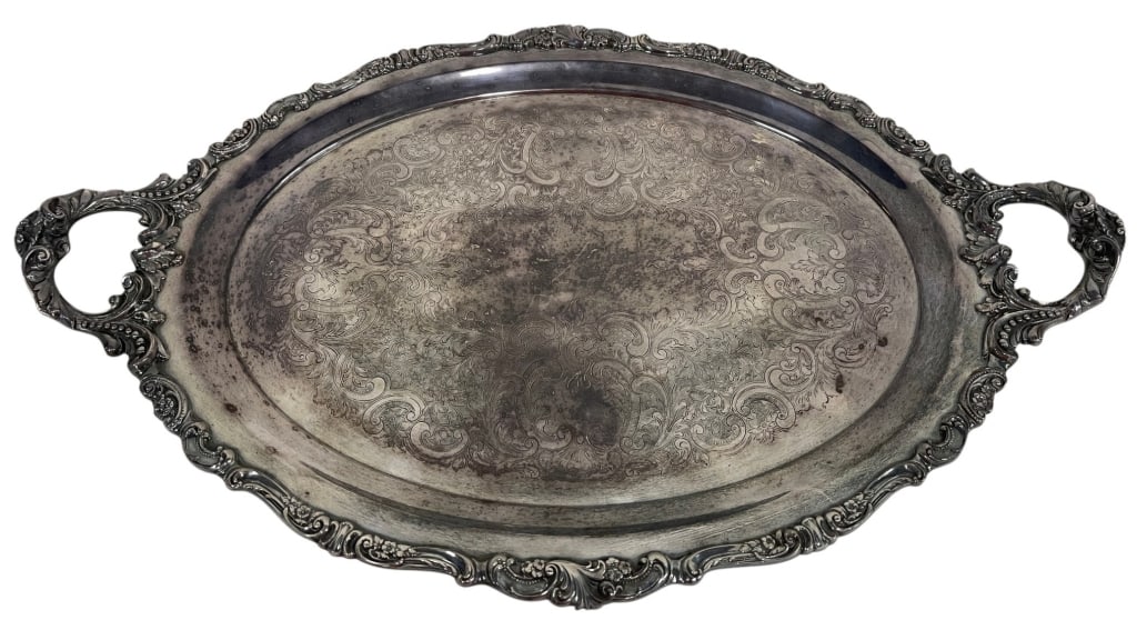 WALLACE SILVER-PLATED OVAL SERVING TRAY 28" (1 of 7)