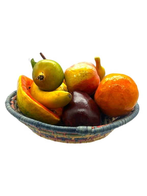 DECORATIVE BOWL WITH FAUX TROPICAL FRUIT 11" (1 of 5)