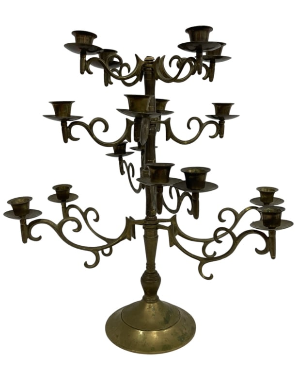 VINTAGE BRASS CANDELABRA CENTERPIECE 15" (1 of 5)