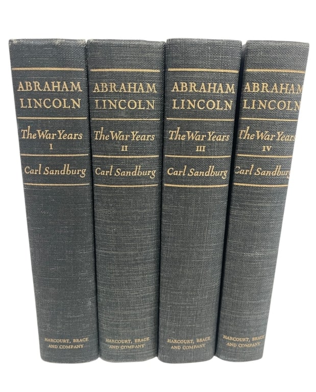 ABRAHAM LINCOLN THE WAR YEARS 4 VOL SET 9": Complete four-volume set of Abraham Lincoln: The War Years by Carl Sandburg, published by Harcourt, Brace and Company. This landmark historical biography chronicles the Civil War presidency of Abraham