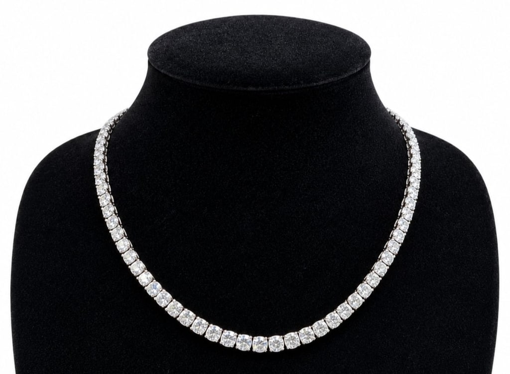PLATINUM 32.72 CTW DIAMOND TENNIS NECKLACE 49G (1 of 10)
