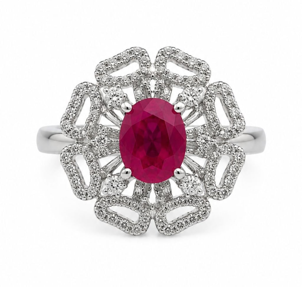 2.24CTW GIA BURMA RUBY & DIAMOND PLATINUM RING 15G (1 of 1)