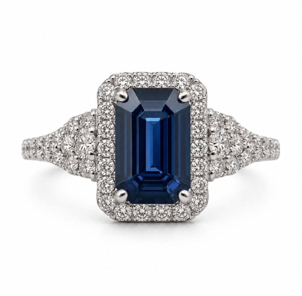 PLATINUM 2.12CT SPINEL & .48CT DIAMOND HALO RING (1 of 1)