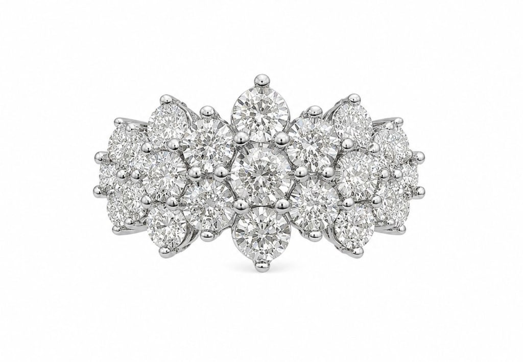 EFFY 14K WHITE GOLD DIAMOND CLUSTER RING 7.6G (1 of 3)