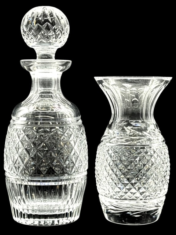 WATERFORD CASTLETON DECANTER & LISMORE VASE 10" (1 of 10)