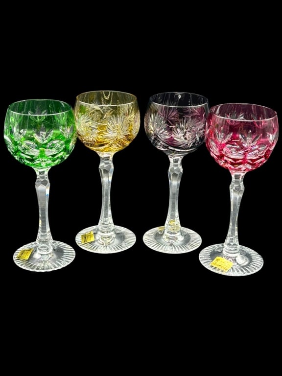 BEYER COLORED LEAD CRYSTAL GOBLETS 7" (1 of 10)